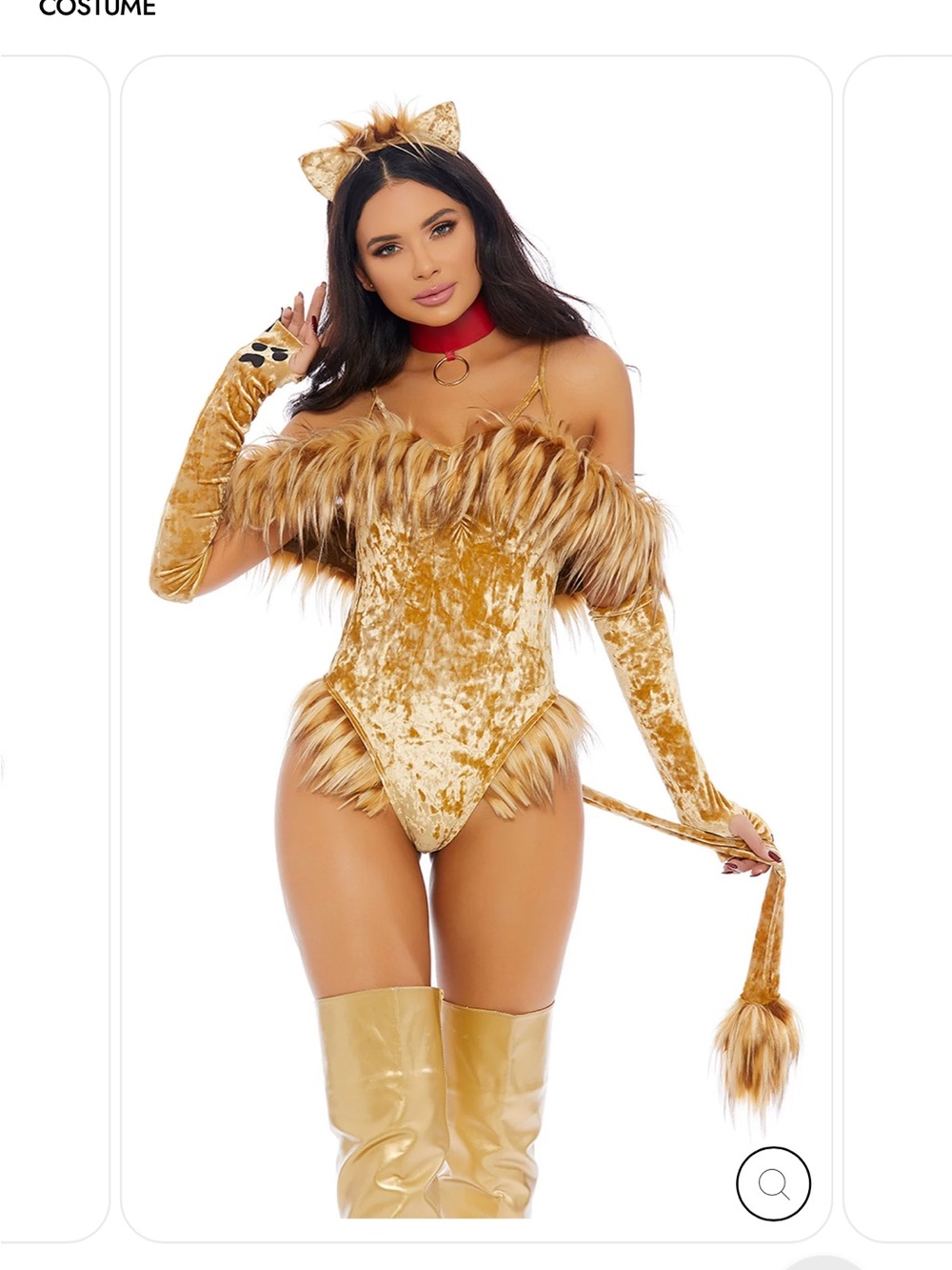 Lion Costume Bodysuit with Faux Fur Trim